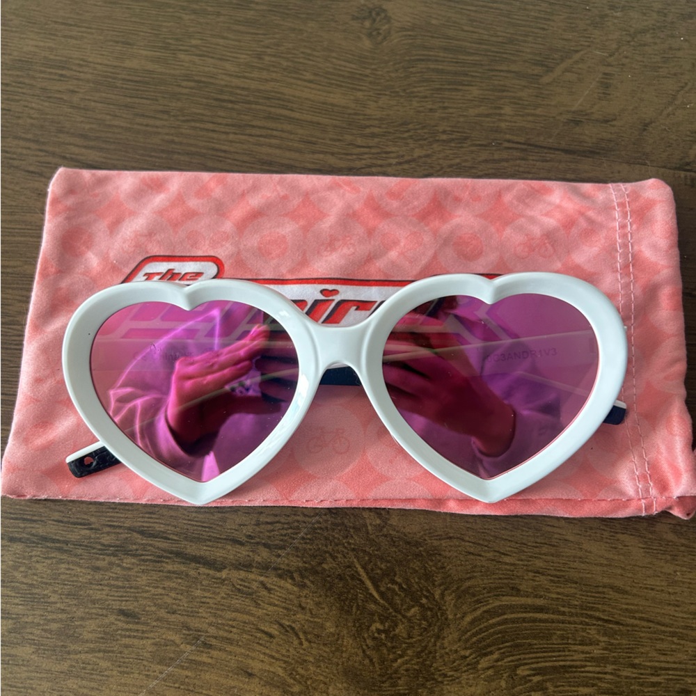 Pit Viper White Heart-Shaped Sunglasses with Pink Lenses